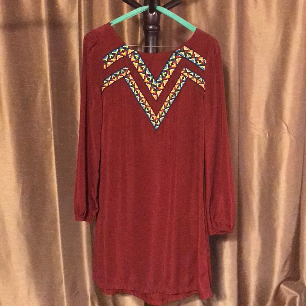 Long Sleeve Aztec accent dress